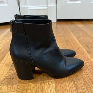 Black leather booties